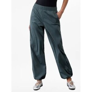 Athleta Rise Pant Womens Medium Blue Green High Rise Bungee Hem S/472261-05